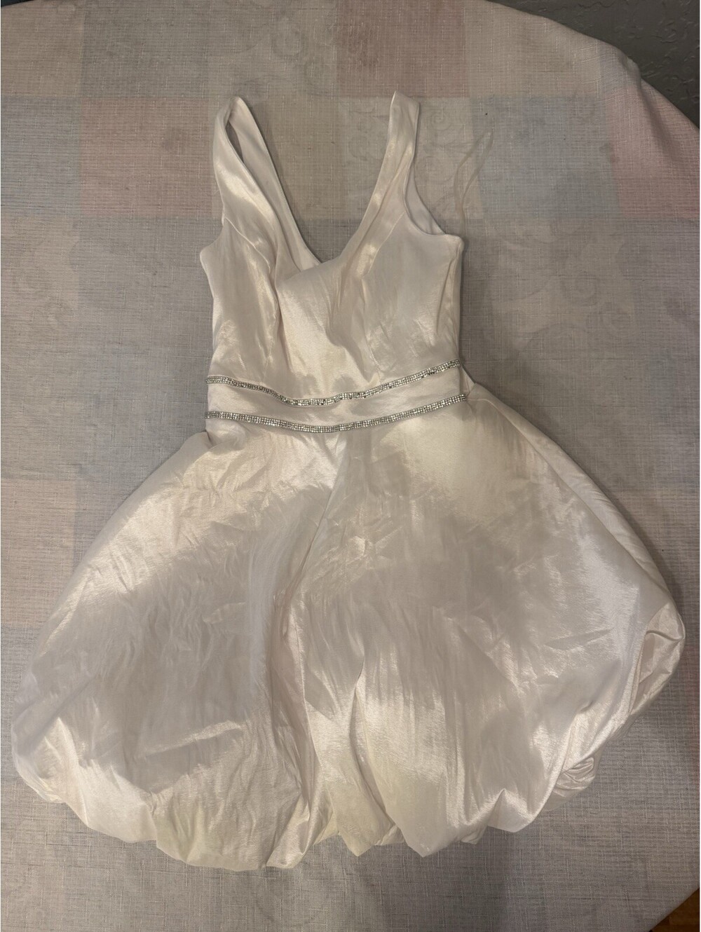 Teeze Me Size 5 White Rhinestone Bubble Prom Dress –0002